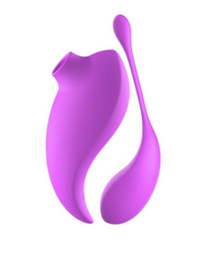 2en1 Stimulateur clitoridien à picots par aspiration avec son œuf vibrant à distance violet