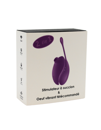 2en1 Stimulateur clitoridien à picots par aspiration avec son œuf vibrant à distance violet