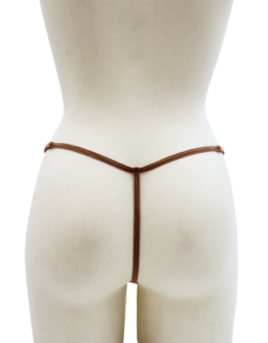 String en dentelle taupe ouvert avec chaînes dorées