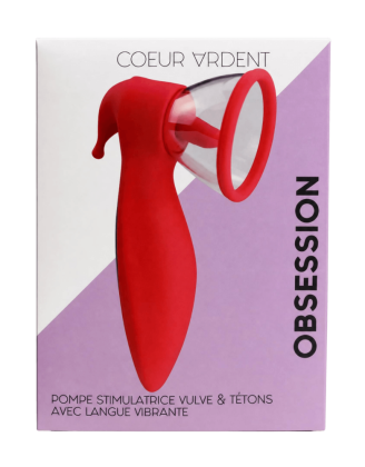 OBSESSION — Pompe Stimulatrice Vulve & Tétons avec Langue Vibrante |Coeur Ardent