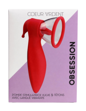 OBSESSION — Pompe Stimulatrice Vulve & Tétons avec Langue Vibrante |Coeur Ardent