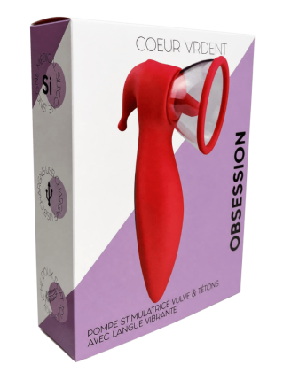 OBSESSION — Pompe Stimulatrice Vulve & Tétons avec Langue Vibrante |Coeur Ardent