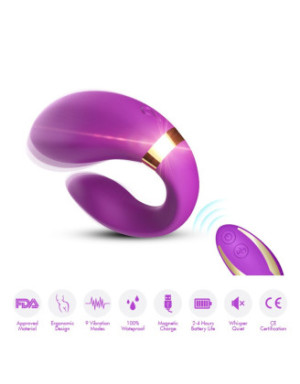 Vibromasseur forme U Violet pour couple avec double moteurs