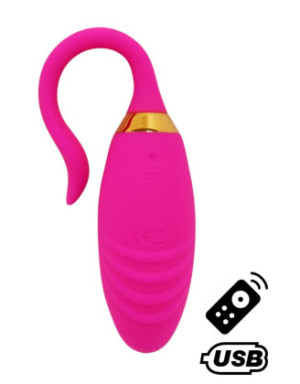 PLEASURE, Un Œuf vibrant USB avec télécommande, dans un silicone médical doux et rainuré