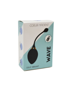 WAVE, Un Œuf vibrant noir USB avec télécommande, dans un silicone médical doux et lisse