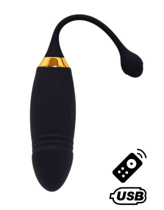 HAPPY, Un Œuf vibrant long USB avec télécommande, dans un silicone médical doux et lisse