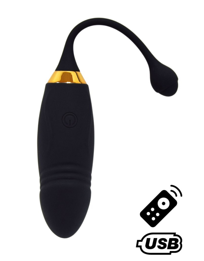 HAPPY, Un Œuf vibrant long USB avec télécommande, dans un silicone médical doux et lisse