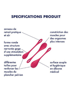 Set de 3 boules de geisha rouge Yoni Power 1 Satisfyer