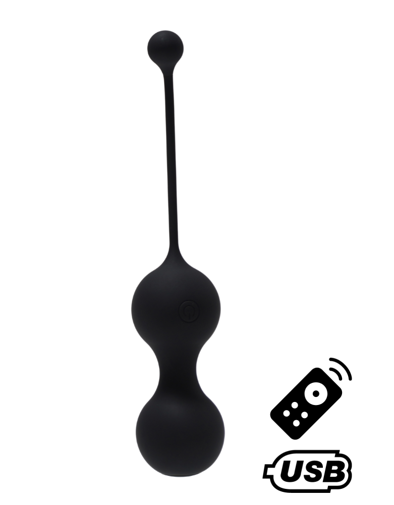 MINA Noir, Boules de Geisha en silicone médical USB avec télécommande