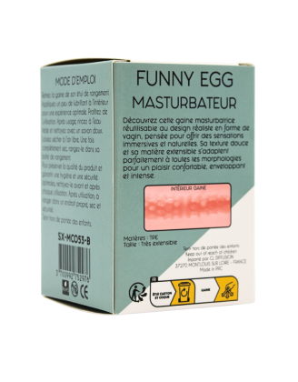 Gaine Masturbatrice Réutilisable FUNNY EGG – Design Réaliste Vagin lèvres épaisses