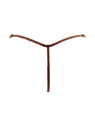 String en dentelle taupe ouvert avec chaînes dorées