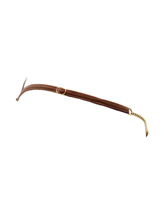 String en dentelle taupe ouvert avec chaînes dorées