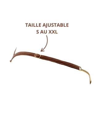 String en dentelle taupe ouvert avec chaînes dorées