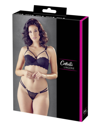Ensemble soutien-gorge noir sexy avec armature et string assorti
