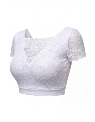 Top sexy court blanc bi matière réversible