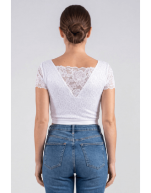 Top sexy court blanc bi matière réversible