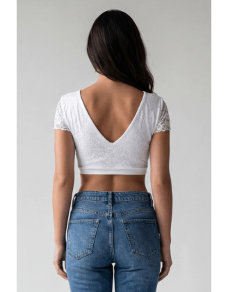 Top sexy court blanc bi matière réversible