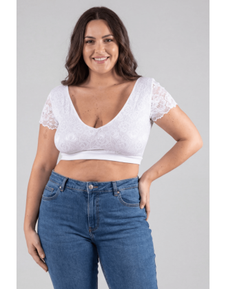 Top sexy court blanc bi matière réversible