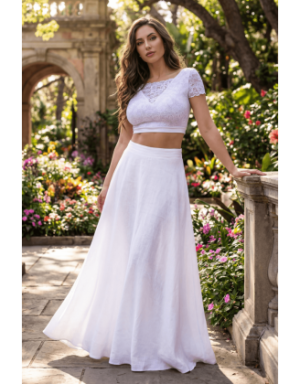 Top sexy court blanc bi matière réversible