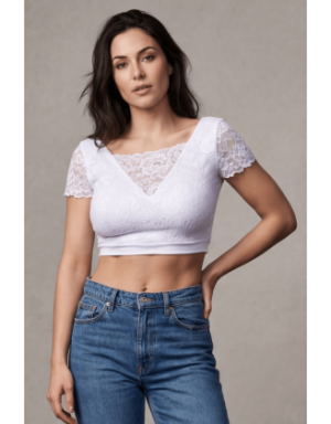 Top sexy court blanc bi matière réversible