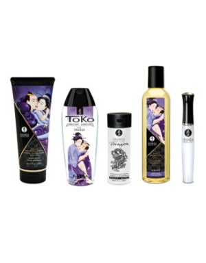 Coffret collection plaisirs charnels 5 produits Shunga + un collier de perles