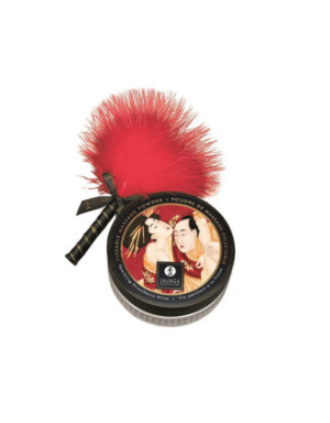 Mini Coffret poudre corporelle fraise/vin pétillant et plumeau assorti