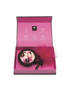 Mini Coffret poudre corporelle framboise et plumeau assorti