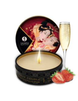Mini bougie de massage fraise vin pétillant 30ml
