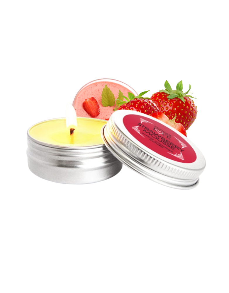 Mini Bougie de massage mousse de fraise 30ml 100% naturelle