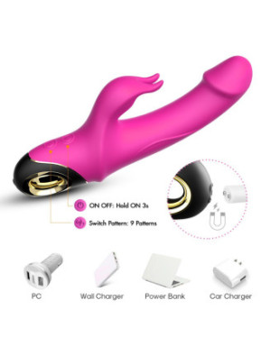 Vibromasseur Rabbit rose 9 modes de vibrations puissantes