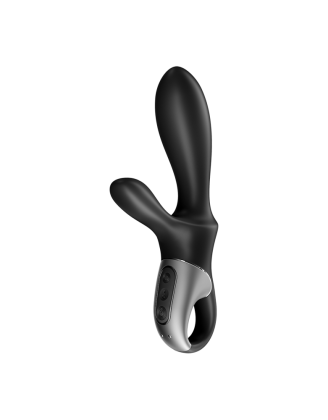 Vibromasseur rabbit noir USB, chauffant et connecté Heat Climax+  Satisfyer