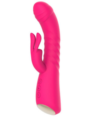 Vibromasseur rabbit rose chauffant avec fonction va-et-vient, USB