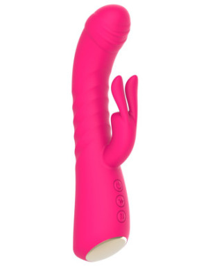 Vibromasseur rabbit rose chauffant avec fonction va-et-vient, USB