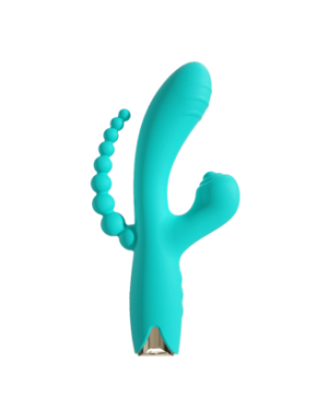 Vibromasseur triple stimulation USB turquoise Snappy Bunny