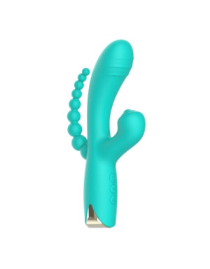 Vibromasseur triple stimulation USB turquoise Snappy Bunny