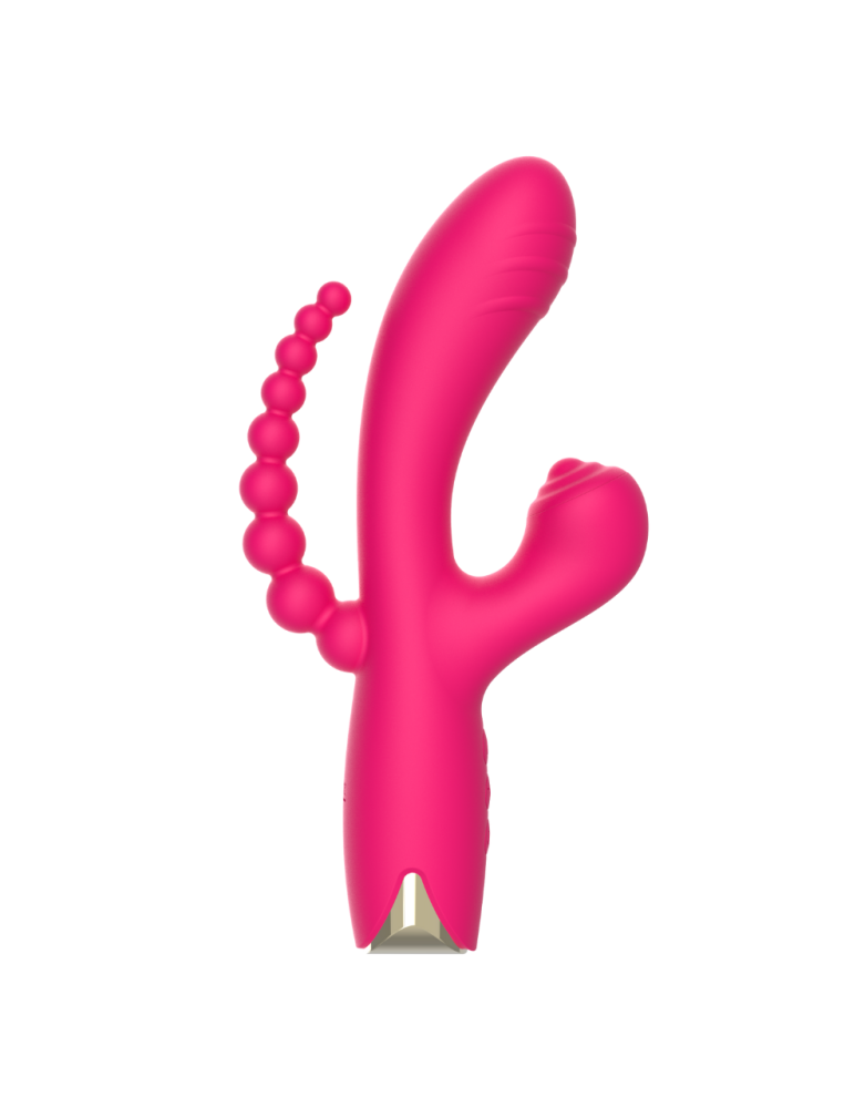 Vibromasseur triple stimulation USB rose Snappy Bunny
