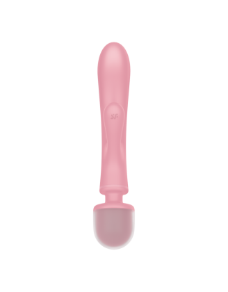 2 en 1 Vibromasseur rabbit et wand rose USB Triple Lover Satisfyer