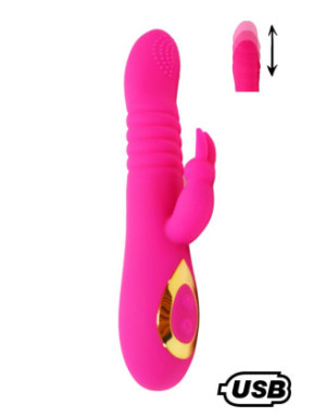 TWIST 2 Rose, Vibromasseur Rabbit "va-et-vient" USB en silicone médical, doté de 18 modes de stimulation