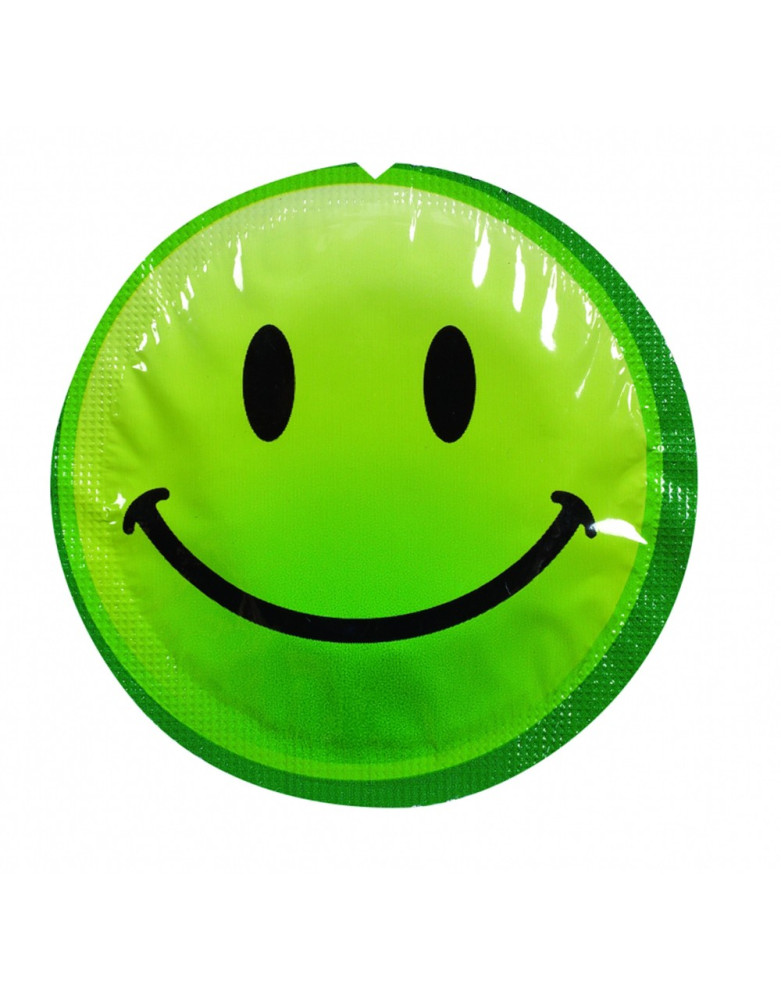 Préservatif lubrifié en latex smiley x 1 couleur aléatoire 54mm