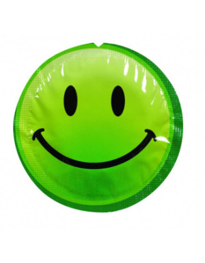Préservatif lubrifié en latex smiley x 1 couleur aléatoire 54mm