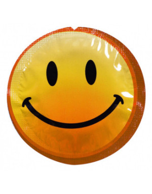 Préservatif lubrifié en latex smiley x 1 couleur aléatoire 54mm