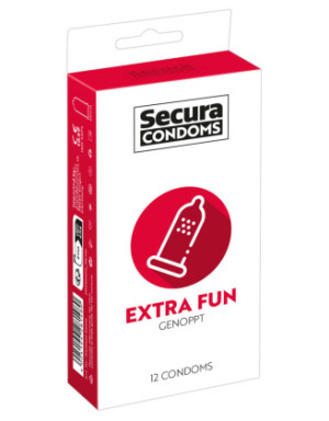 Préservatifs lubrifiés avec picots en latex x12 avec réservoir Extra Fun 53 mm