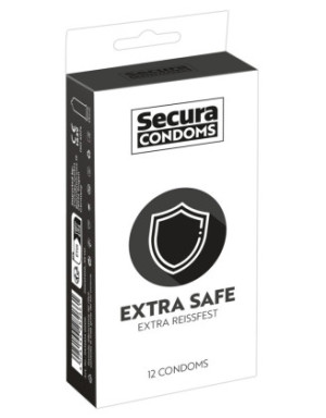 Préservatifs lubrifiés, plus épais, en latex x12 avec réservoir Extra Safe 53 mm