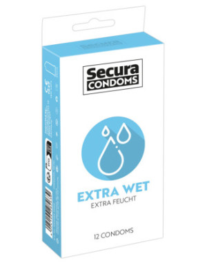Préservatifs extra lubrifiés, en latex x12 avec réservoir Extra Wet 53 mm
