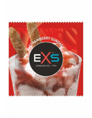 Préservatifs x2 lubrifiés en latex goût sunday fraise 54mm