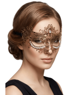 Masque vénitien Ornella rigide doré avec strass