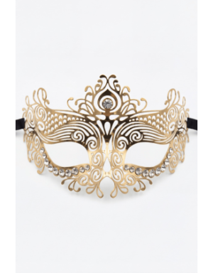 Masque vénitien Ornella rigide doré avec strass