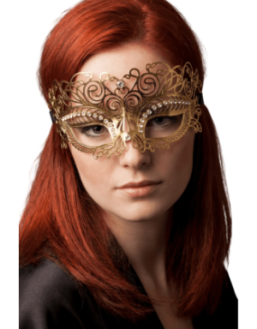 Masque vénitien Giulia rigide doré avec strass