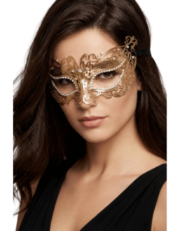 Masque vénitien Alba rigide doré avec strass