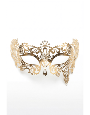 Masque vénitien Bianca rigide doré avec strass